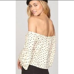 Amuse Society dotted off the shoulder top